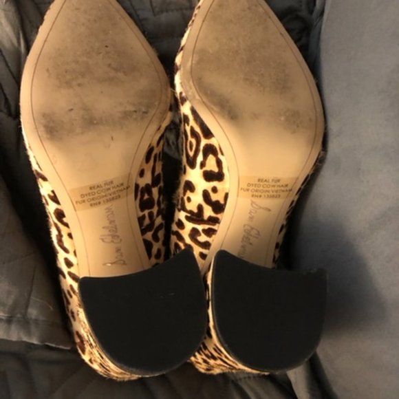 Sam Edelman Leopard Calf Hair Block Heel Pumps - Picture 3 of 5